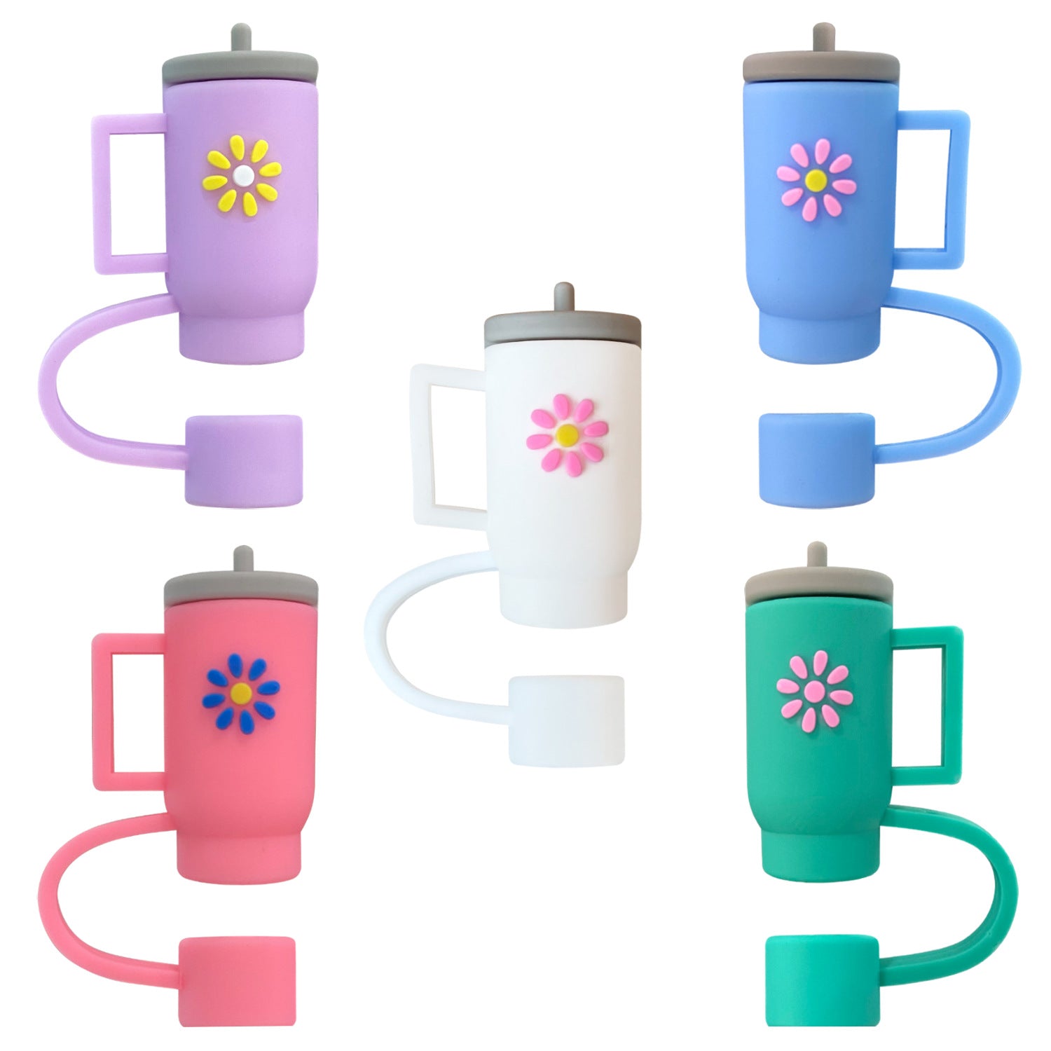 Wholesale 10mm 5PCS/SET  Anime Cartoon PVC Dustproof Straw Cover